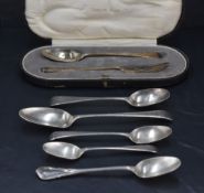 A George V cased silver christening set, comprising an Old English pattern fork and spoon with