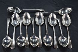 A set of twelve late Victorian silver Old English pattern teaspoons, engraved with initials WC and