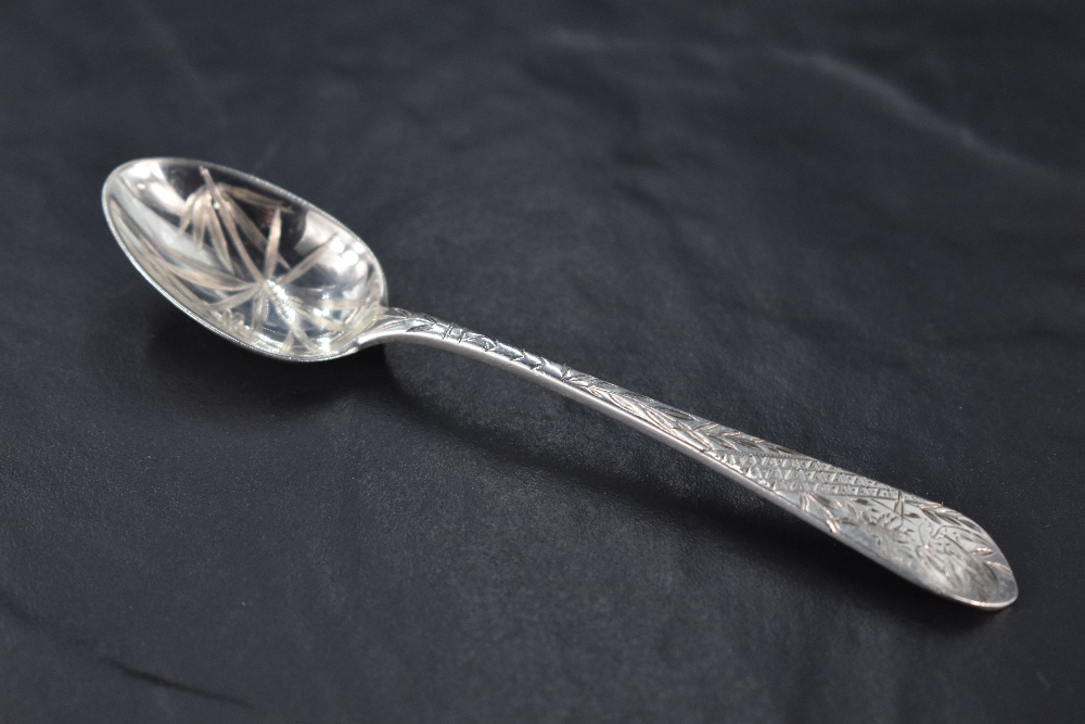 A group of ten Victorian Scottish silver coffee spoons, with pointed terminals and engraved stylised - Image 2 of 2