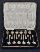 A cased set of six George V silver Hanoverian pattern teaspoons, marks for Birmingham 1923, maker