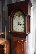 A 19th Century mahogany long cased clock having 8 day movement and painted dial, names for Sam