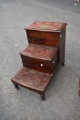 A set of Victorian mahogany bed steps