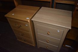 Two (not a pair) beech effect bedside drawers