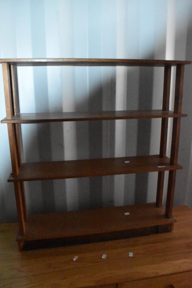 A vintage teak free standing three tier bookshelf, dimensions approx. W77 D20 H83cm