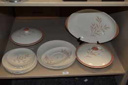 A collection of vintage Royal Doulton 'Meadow Glory' tableware, including; platter, tureens and
