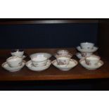 A selection of 18th Century Newhall porcelain tea bowls and saucers etc