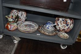A mixed lot of plates and jugs, including Copeland Spode and Masons, also included is a mother of