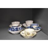 A collection of 19th Century tea cups etc including Willow pattern etc
