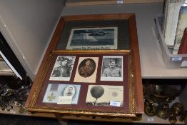 A framed 1940s certificate, 'Nanal air training centre, Florida' and five framed postcards of