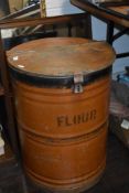 An early 20th century grained tin flour bin.