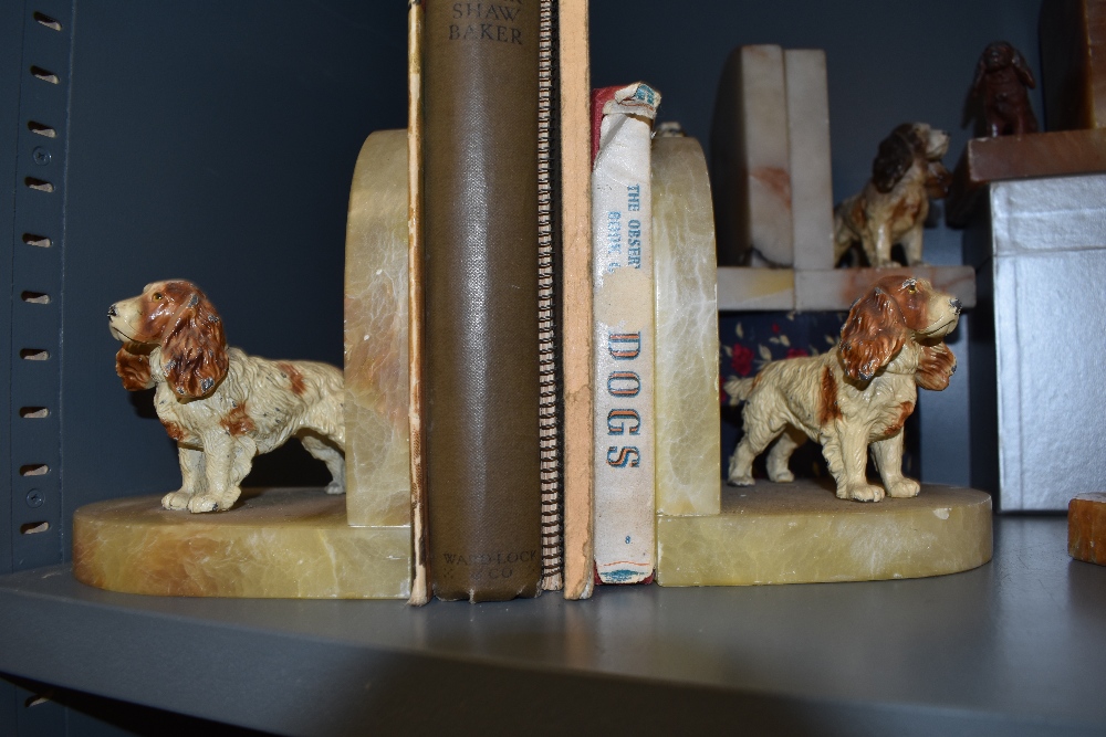 A selection of cast and cold painted metal and onyx bookends of dog breed interest, spaniels, Fox - Image 3 of 4