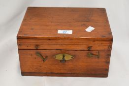 An early 20th century brass-mounted mahogany box, most likely used to house a scientific