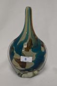 A Maltese Mdina glass vase, of slender necked bottle form and decorated in the typical palette,