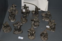 A selection of Franklin mint, 'Cries of London, cast pewter figure studies, with some certificates.