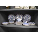 A selection of early 20th century blue and white table ware, to include, graduated plates, sugar