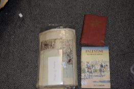 A selection of maps, including vintage O/S maps and maps of Palestine, and two books of Palestine