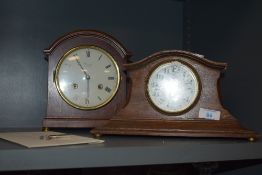 A mahogany mantel clock, marked Comitti, London to face, sold with a vintage mahogany mantel clock