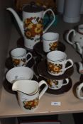 A selection of mid century Johnson Brothers table ware, including coffee pot, cups and saucers,