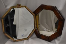 A 1930s/40s Barbola mirror of octagonal form sold with another having wooden frame.