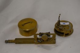 An early 20th century Stanley of London Clinometer and a Stanley of London pocket marine sextant.