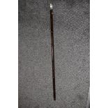 A hallmarked silver topped bamboo walking cane.