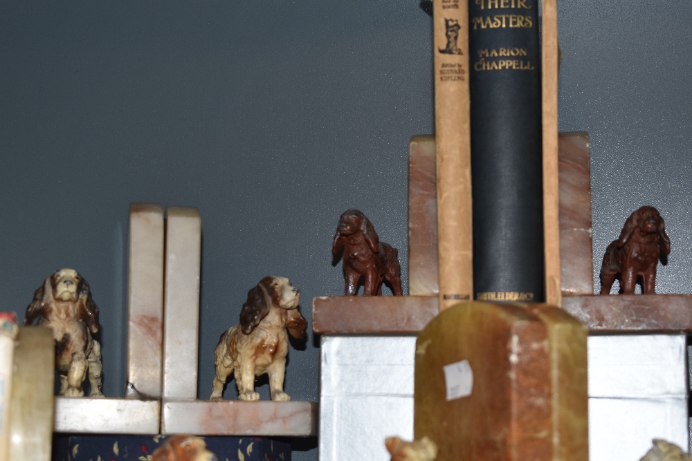 A selection of cast and cold painted metal and onyx bookends of dog breed interest, spaniels, Fox - Image 4 of 4