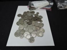 A collection of pre 1947 GB Silver Coins, Threepence to Half Crown, mainly George V & George VI,