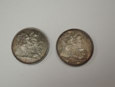 Two Queen Victoria 1887 & 1888 Silver Crowns, both Jubilee Head
