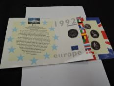 A 1992 United Kingdom Brilliant Uncirculated Coin Collection containing EEC 50p Coin, in folding