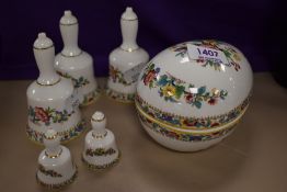 A small collection of Coalport Ming Rose patterned trinkets and ornaments, to comprise an egg shaped