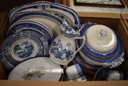 A collection of blue and white ware including Wood & Son 'Yuan' and 'Vincent' patterns.