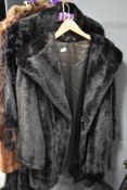 Two vintage coats, fur and faux mole or similar