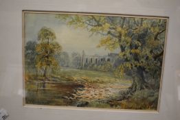 T.Chapman (20th Century, British), watercolour, two pastoral landscape depicting abbey ruins