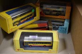 Five Corgi CityBus, Cityflyer and KMB diecast Buses, all in display boxes