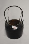A vintage Kenrick & Sons cast iron glue pot with copper insert, 25cm tall