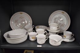 A small quantity of Denby Brittany patterned tableware, to comprise dinner plates, mugs, a sauce