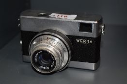 A Carl Zeiss Jenna Werra 1c camera with Carl Zeiss Jena Tessar 1:2,8 50mm lens