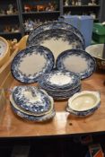 A quantity of late 19th Century Keeling & Co. Late Mayers Chatsworth patterned tableware, heightened