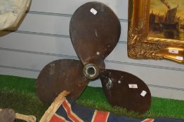 A cast metal ship's propeller