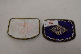 Two metal enamelled plaques of Limoges style, 8.5cm wide