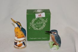 A Royal Worcester Connoisseur Collection Kingfisher candle snuffer and a Beswick Kingfisher, the