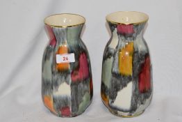 A pair of mid-20th Century West German lustre vases, with impressed marks to the underside,
