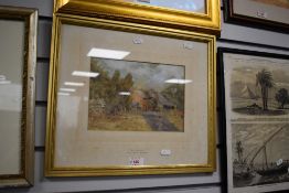 Winifred Isaacs (1878-1954), watercolour, 'The Farmyard', signed to the lower left, framed, mounted,