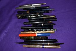A box of nineteen vintage fountain pens mainly spares and repair.