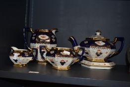 A four piece late 19th/early 20th Century Century Gaudy Welsh tea/coffee service, by S.Johnson