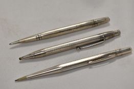 Three Sterling silver propelling pencils