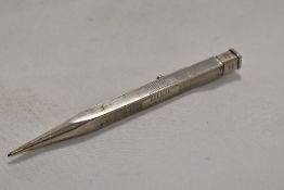 A Sterling Silver Yard O Led propelling pencil of square form with deco style design. Engraved