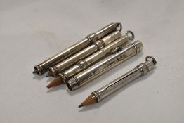 Five hallmarked silver retractable pencils by S Morden
