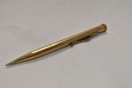 A Rolled Gold Yard O Led propelling pencil with engine turned design. Good clean condition Engraved