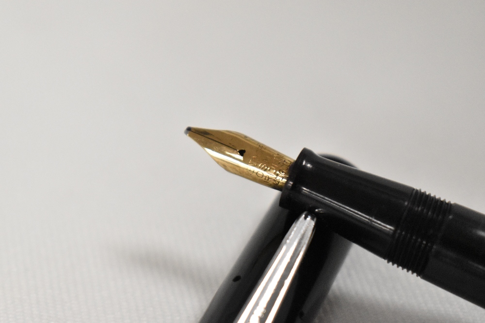 A Mentmore Supreme fountain pen in black with Mentmore Osmi nib. Fair condition band missing from - Image 2 of 2